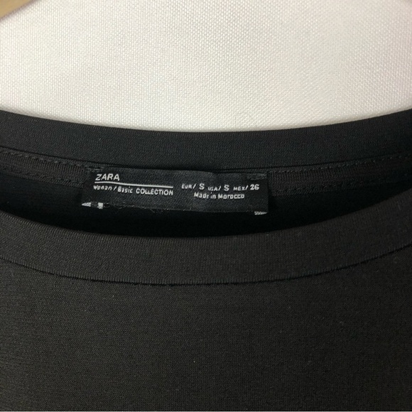 Zara Black Lace Up Side Crewneck Long Sleeve Top S - Picture 5 of 5